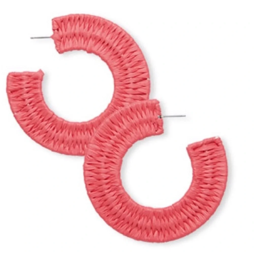 Premier Designs Tropic Raffia Wrapped Hoop Earrings